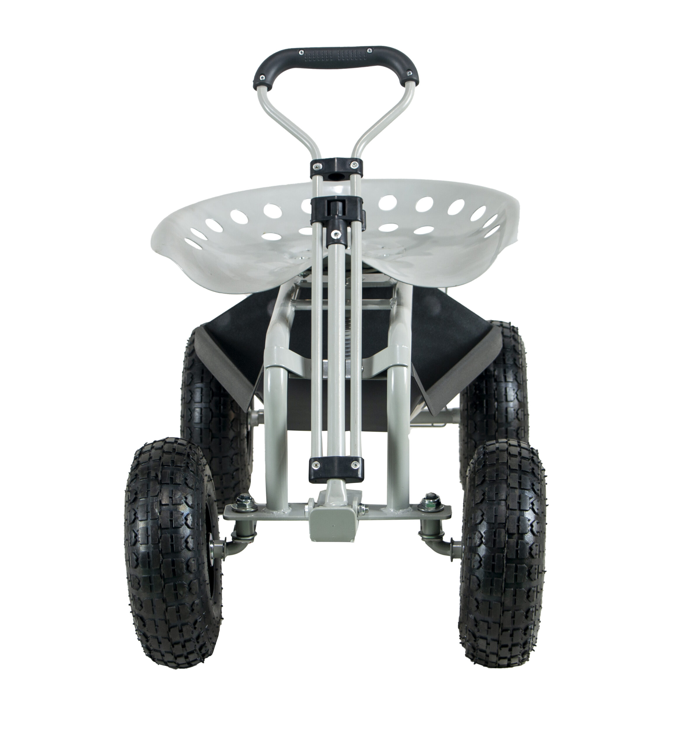 Rolling garden seat side view